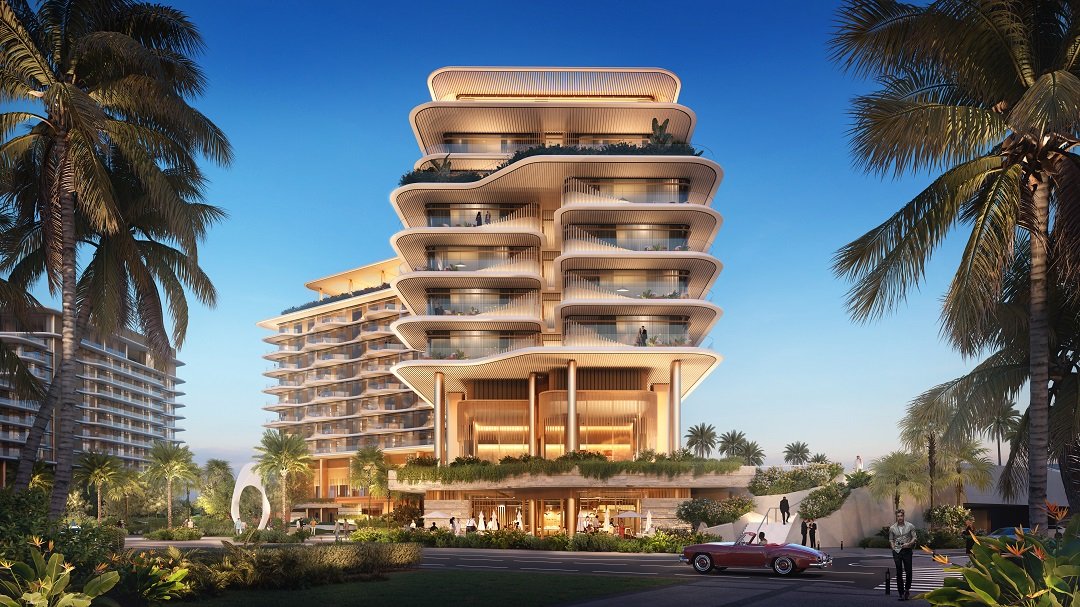 Exterior façade of The Arthouse Apartments at Saadiyat Grove, showcasing contemporary luxury residences in Abu Dhabi.
