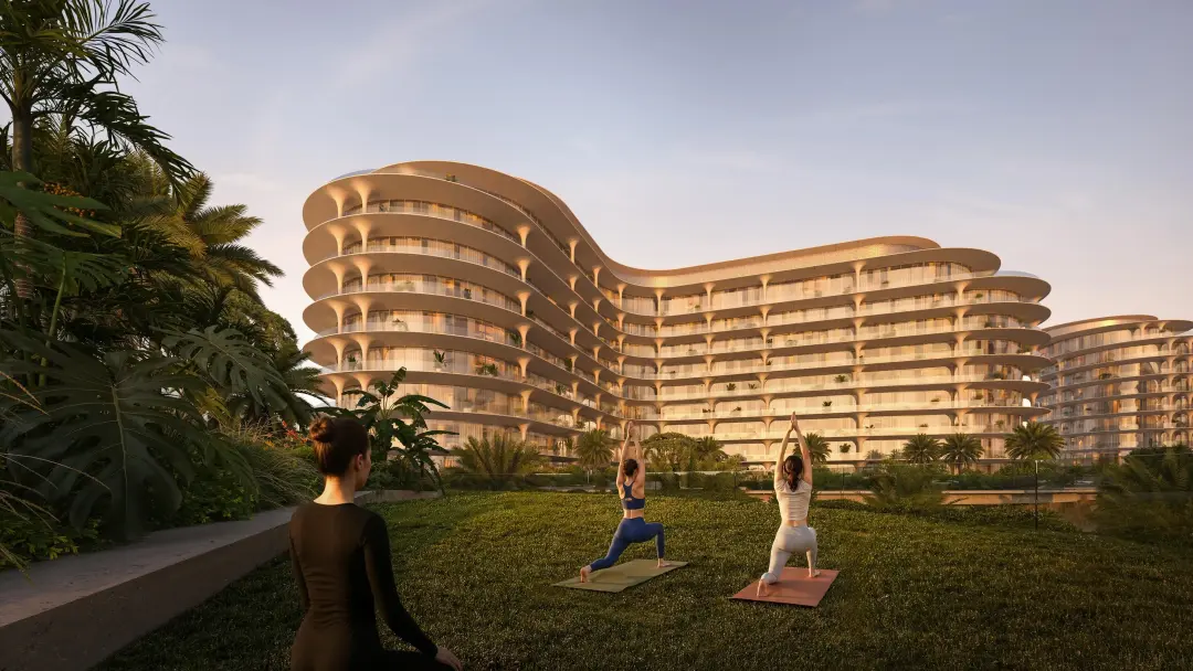 Modern architecture of The Row Saadiyat Abu Dhabi with elegant design and waterfront surroundings